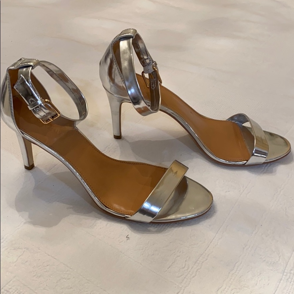 J Crew Silver Metallic High Heel Sandals Women 9